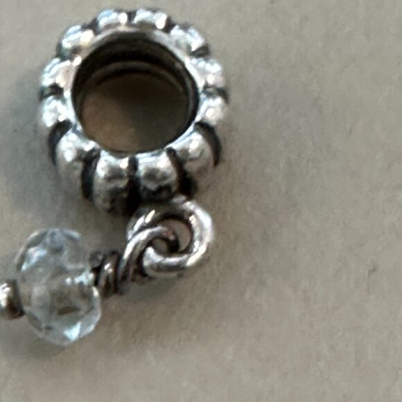 Authentic PANDORA SILVER Birthstone MARCH AQUAMARINE DANGLE CHARM - EUC - Picture 4 of 13